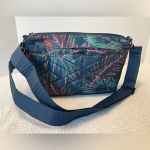 LUG Flare RFID Quilted Crossbody Purse Teal Blue Tropical Multi NWOT